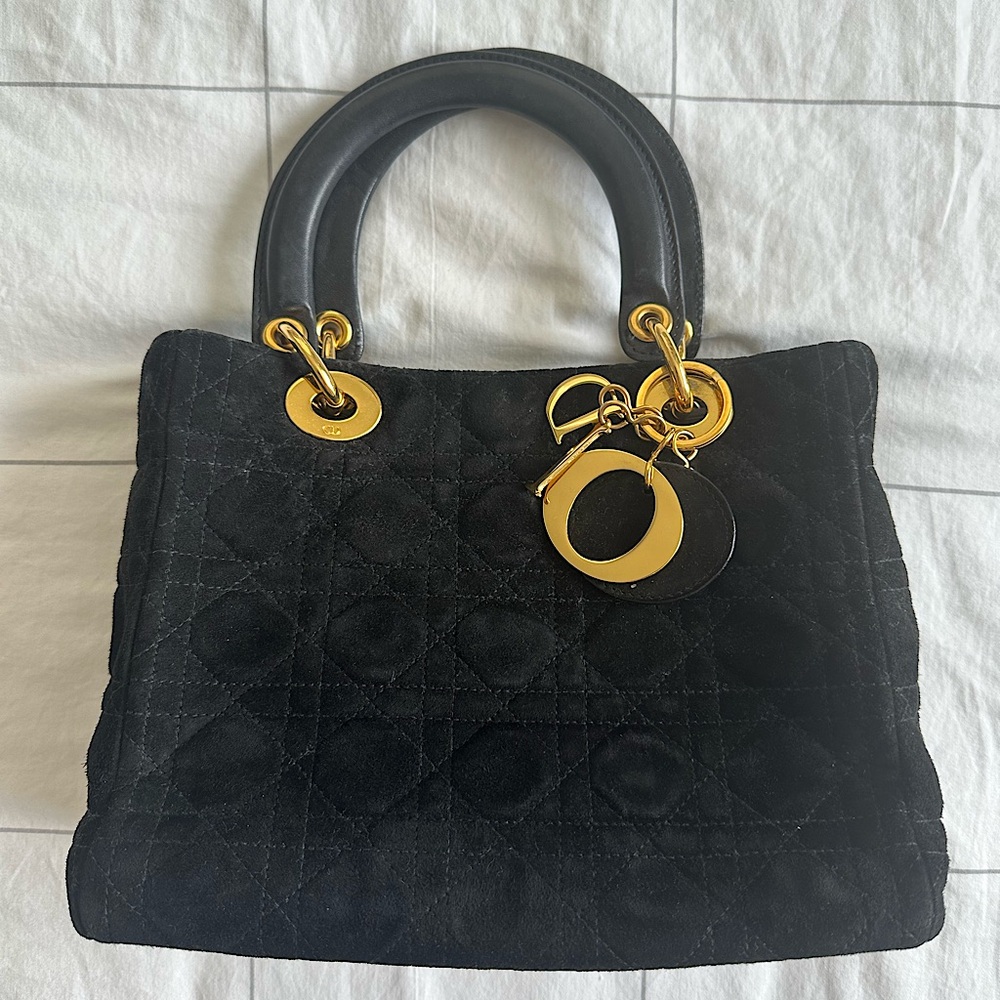 Suede black vintage Lady Dior purchased from TRR